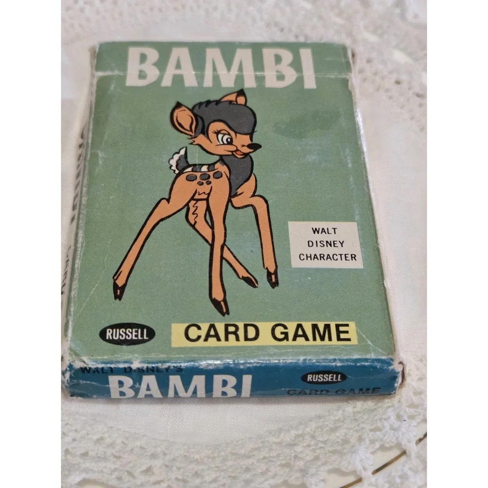 vintage 1946 Bambi card game, Disney Book And Thumper Plush